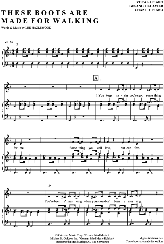 gallery: These boots are made for walking , Sinatra, Nancy, Klavier und Gesang