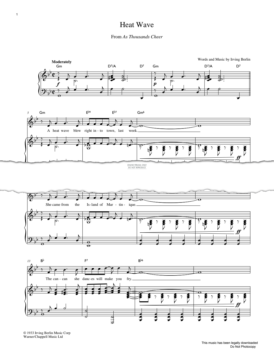 Produktgalerie: Seite 1 von 1 Heat Wave, Irving Berlin, Gesang, Klavier