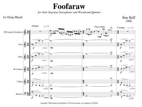 Produktgalerie: Seite 1 von 11 Foofaraw, , (Sopran Saxophon Solo und Holzbläser Quintett)