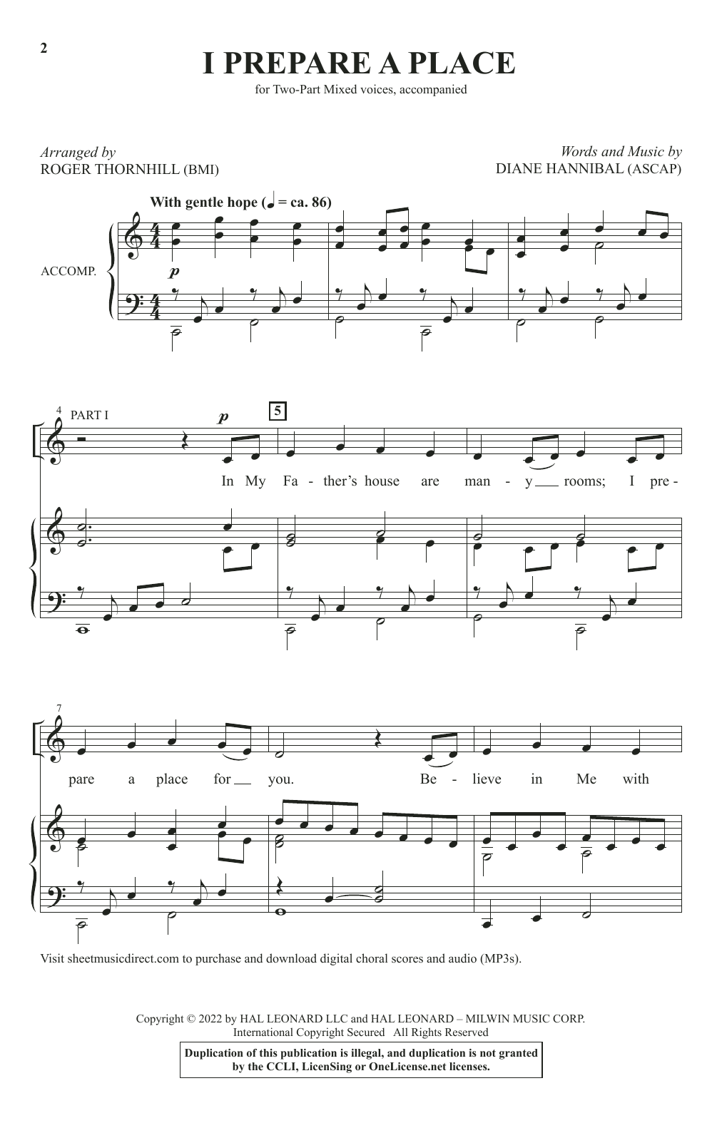 Product picture to: I Prepare A Place (arr. Roger Thornhill)