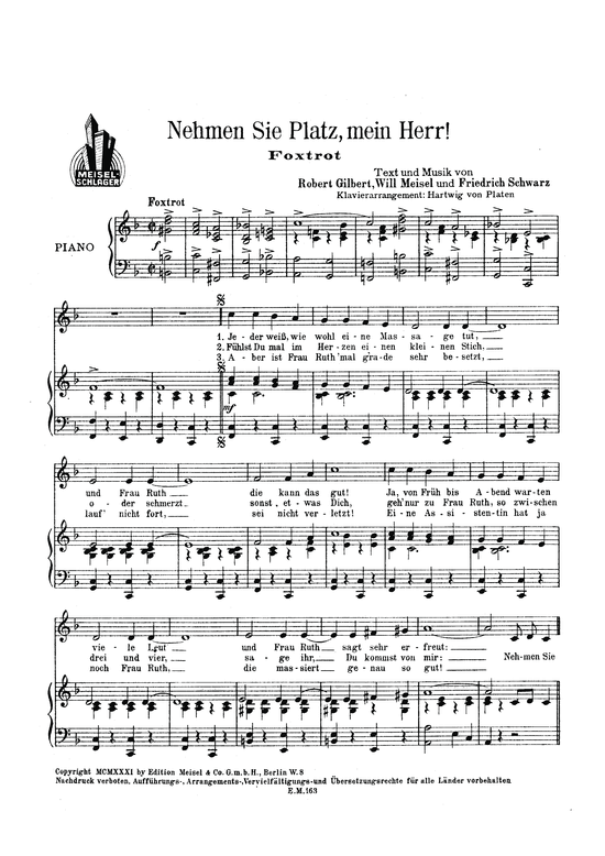 Produktbild zu: Nehmen Sie Platz, mein HerrFoxtrott