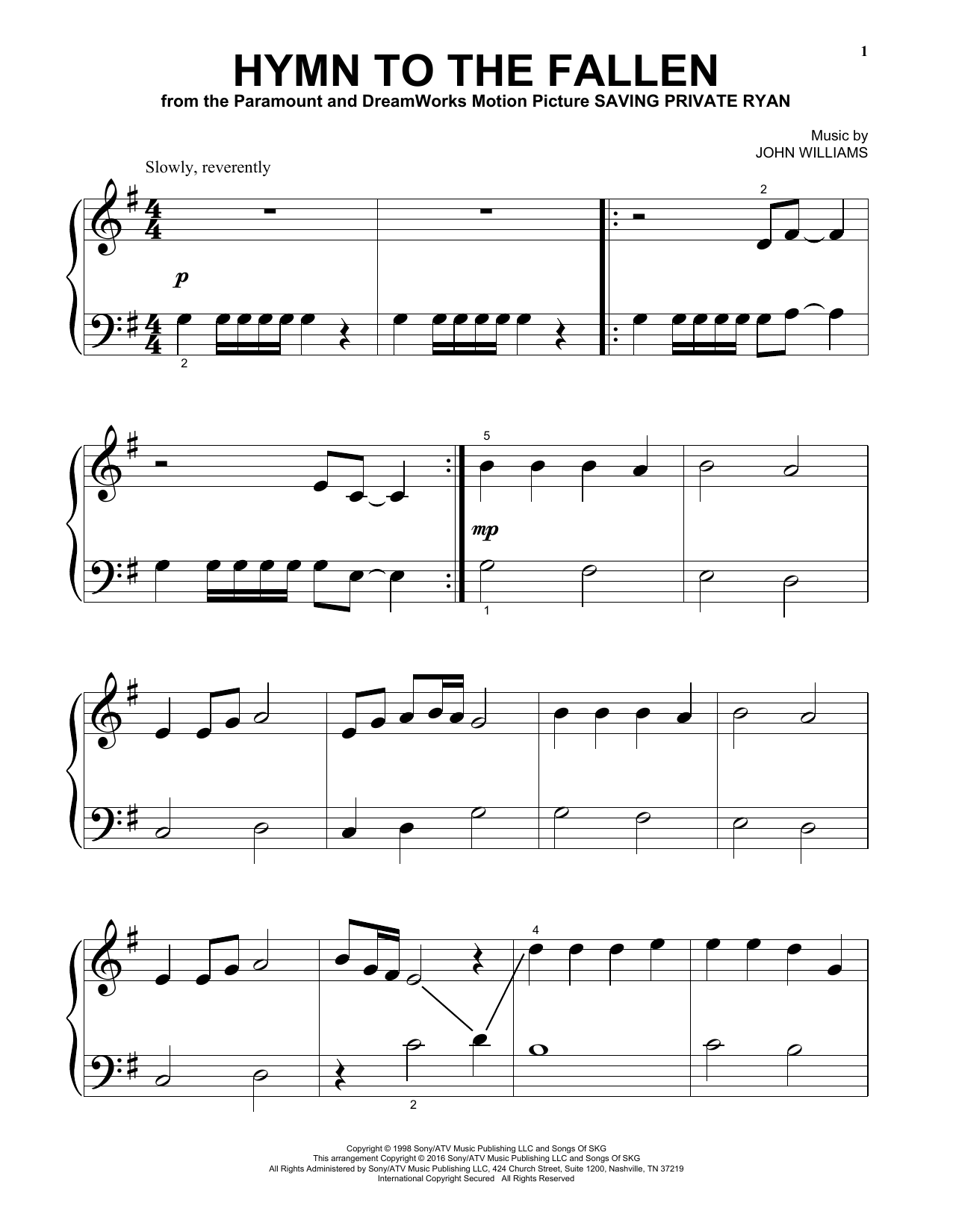 Produktgalerie: Seite 1 von 1 Hymn To The Fallen, John Williams, Klavier