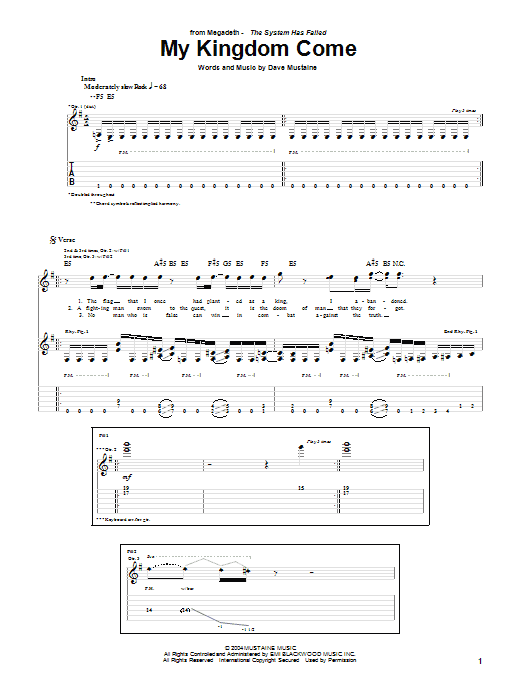 Produktgalerie: Seite 1 von 1 My Kingdom Come, Megadeth, Gitarre