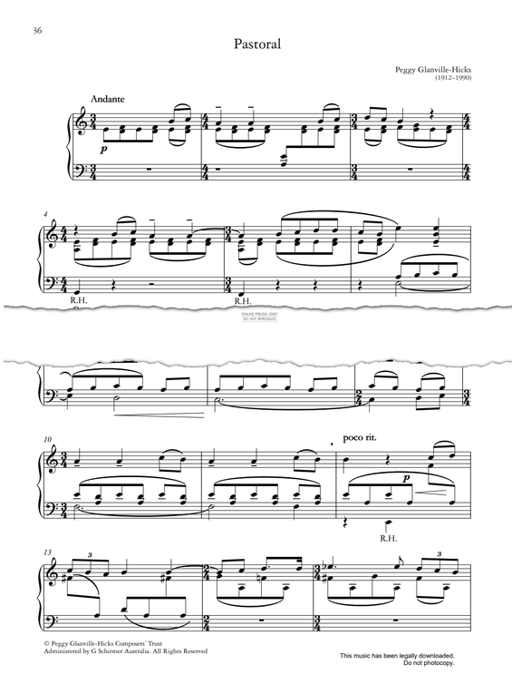 Produktgalerie: Seite 1 von 1 Pastoral, Peggy Glanville-Hicks, Klavier