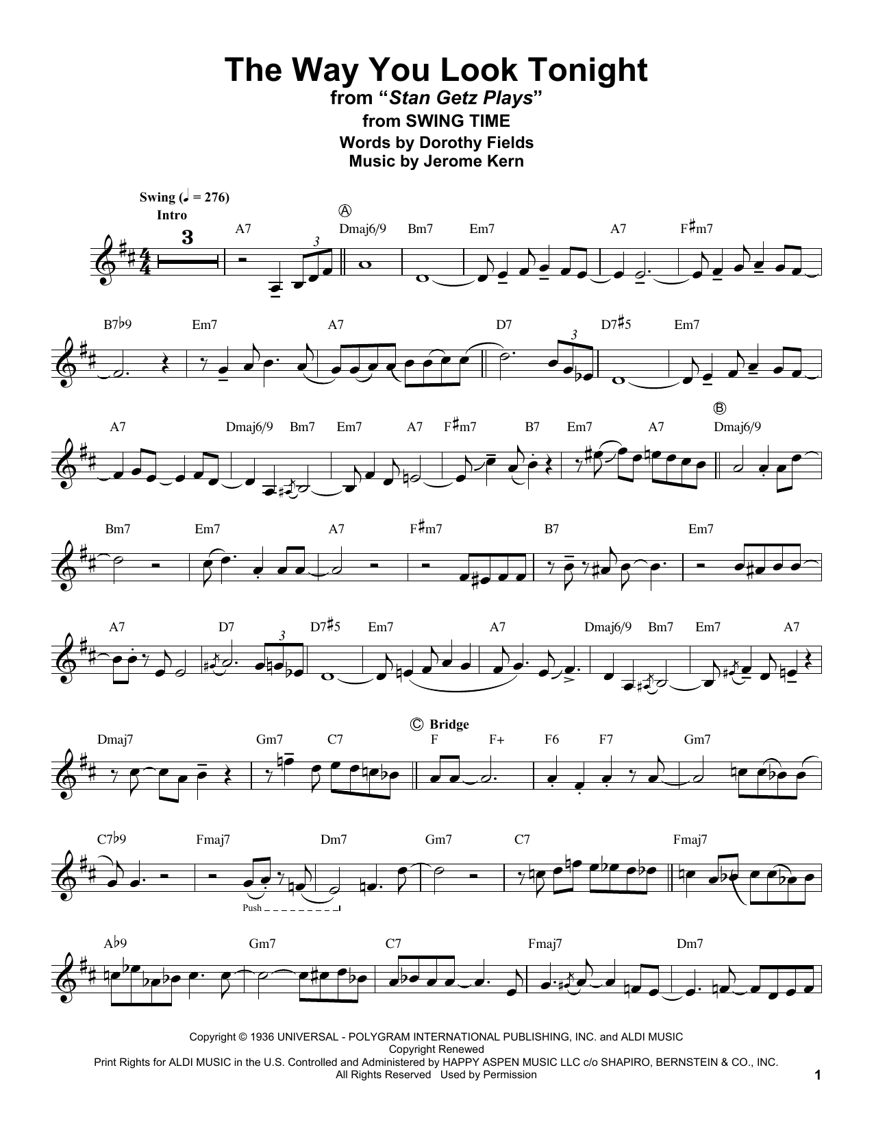 Product gallery: Page 1 of 1 The Way You Look Tonight (from Swing Time), Stan Getz