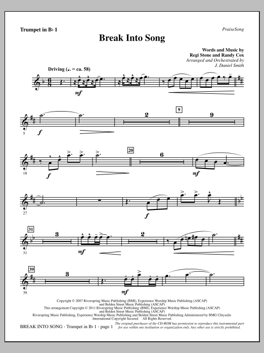 Produktgalerie: Seite 1 von 1 Break Into Song - Trumpet 1, J. Daniel Smith, Chor