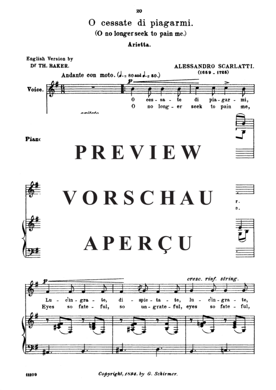 Product gallery: Page 2 of 3 O cessate di piagarmi, Parisotti, Alessandro, Low Voice and Piano