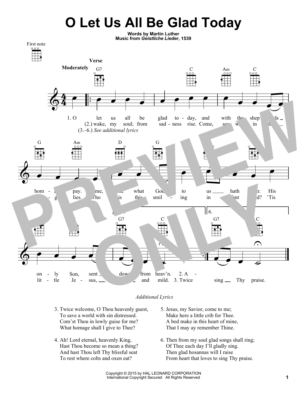 Product gallery: Page 1 of 1 O Let Us All Be Glad Today, Martin Luther