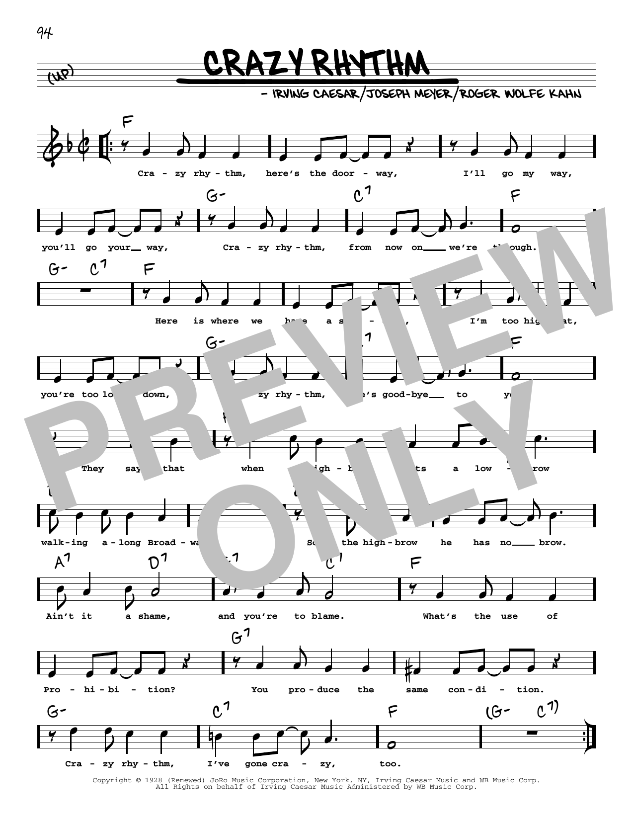 Product picture to: Crazy Rhythm (arr. Robert Rawlins)
