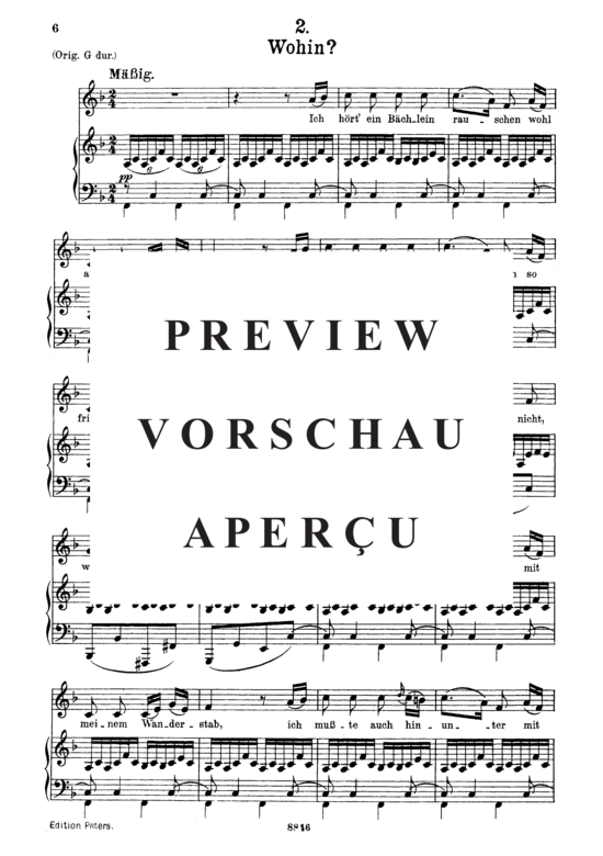 gallery: Wohin D.795-2 (Die Schöne Müllerin) , ,  (Gesang mittel + Klavier)