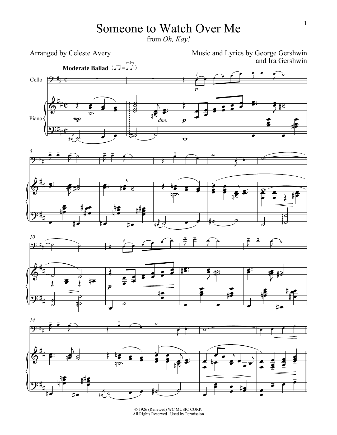 Produktgalerie: Seite 1 von 1 Someone To Watch Over Me (from Oh, Kay!), George Gershwin & Ira Gershwin, Klavier, Violoncello