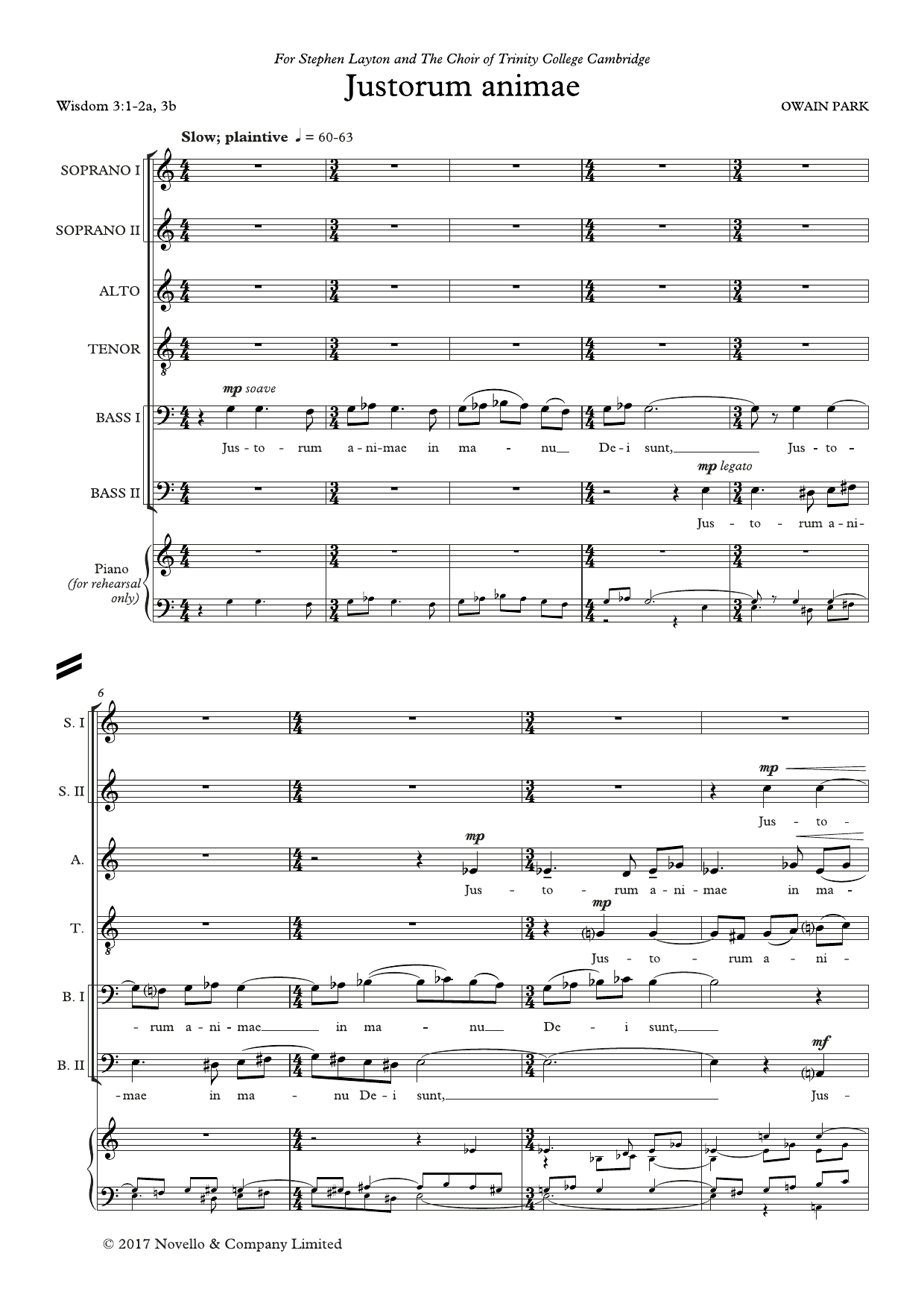 Produktbild zu:  Justorum Animae - Owain Park