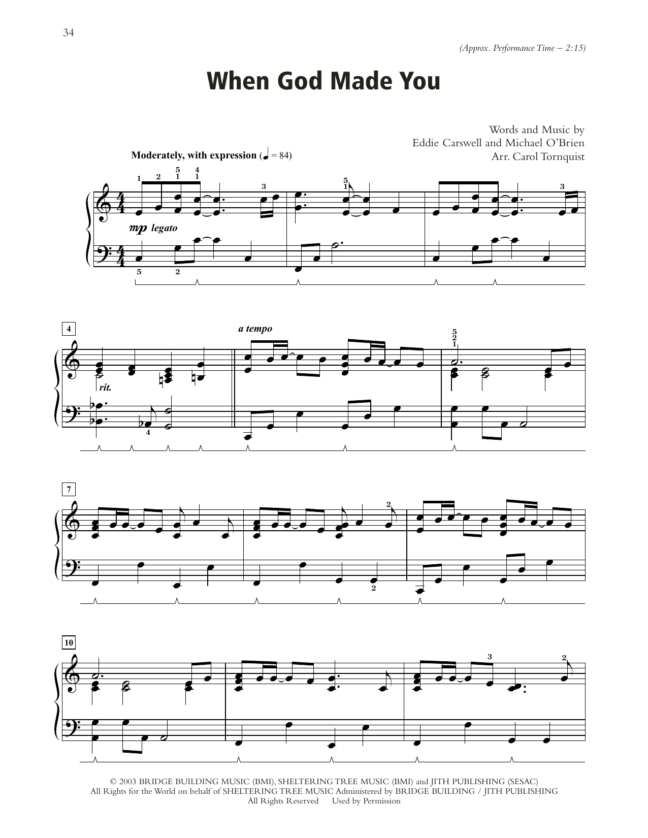 Produktgalerie: Seite 1 von 1 When God Made You (arr. Carol Tornquist), Newsong, Klavier