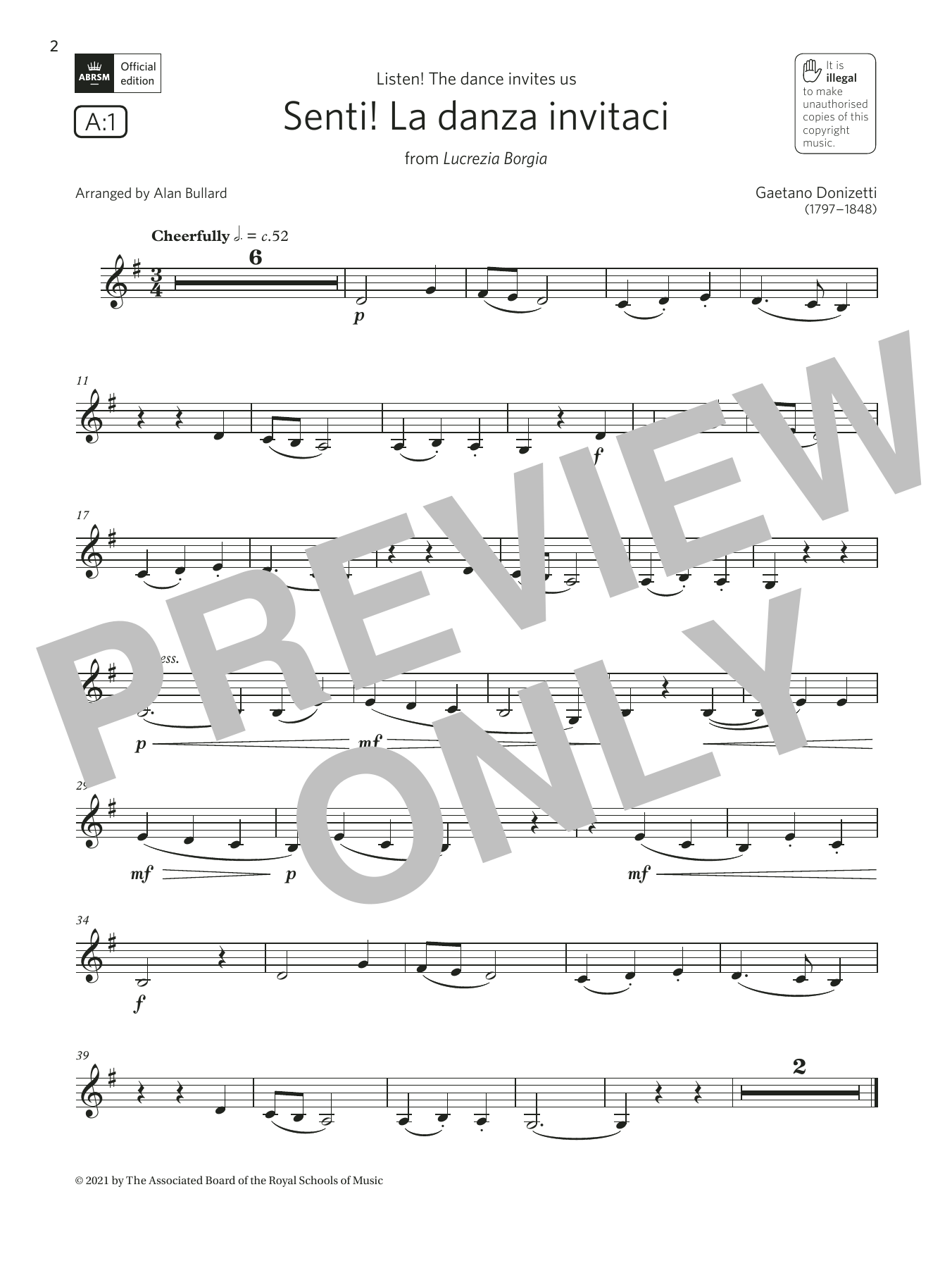 Product gallery: Page 1 of 1 Senti! La danza invitaci (Grade 1 List A1 from the ABRSM Clarinet syllabus from 2022), Gaetano Donizetti