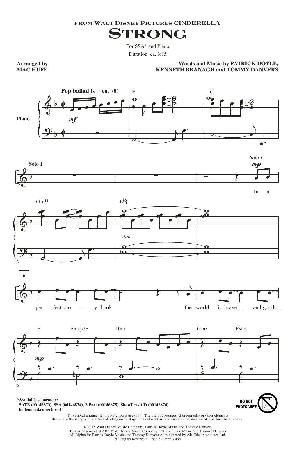 Produktgalerie: Seite 1 von 1 Strong (from the Motion Picture Cinderella) (arr. Mac Huff), Sonna, Chor
