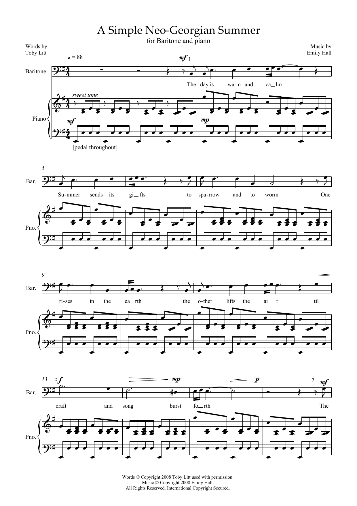 Produktbild zu: A Simple Neo-Georgian Summer (for baritone and piano)