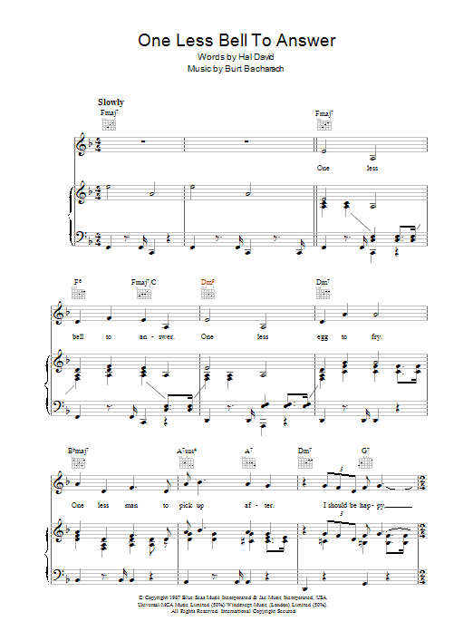 Product gallery: Page 1 of 1 One Less Bell To Answer, Bacharach & David
