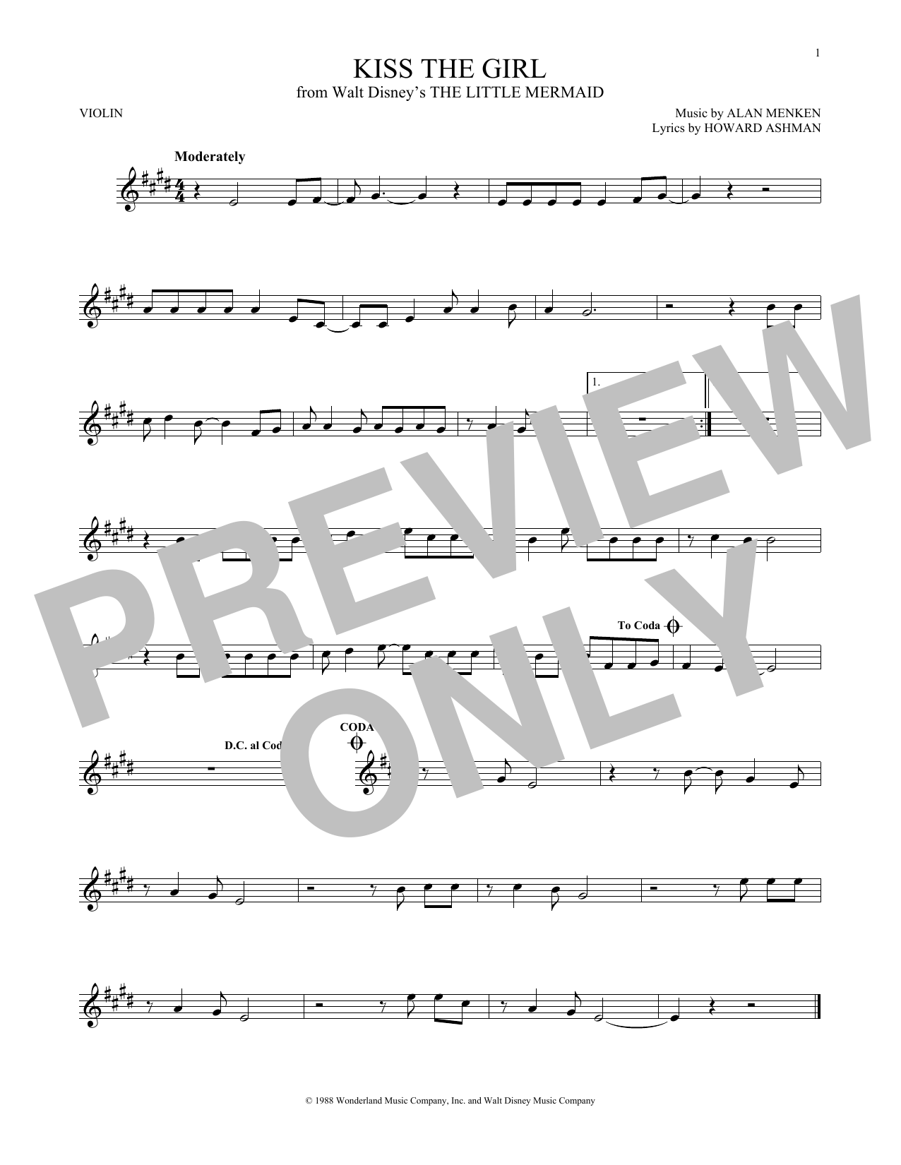 Product gallery: Page 1 of 1 Kiss The Girl (from The Little Mermaid), Alan Menken & Howard Ashman