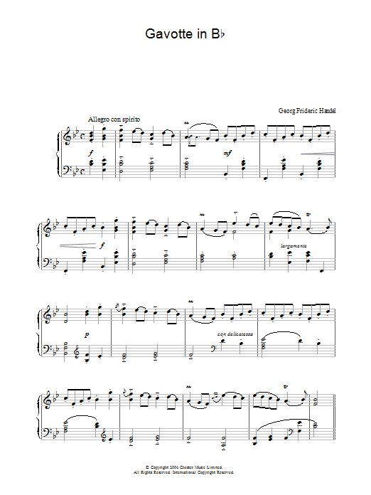 Product gallery: Page 1 of 1 Gavotte In Bb, George Frideric Handel