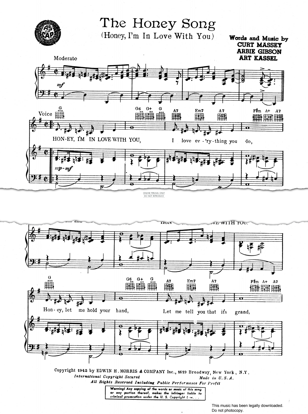 Product gallery: Page 1 of 1 The Honey Song (Honey, I'm In Love With You), Nick Todd