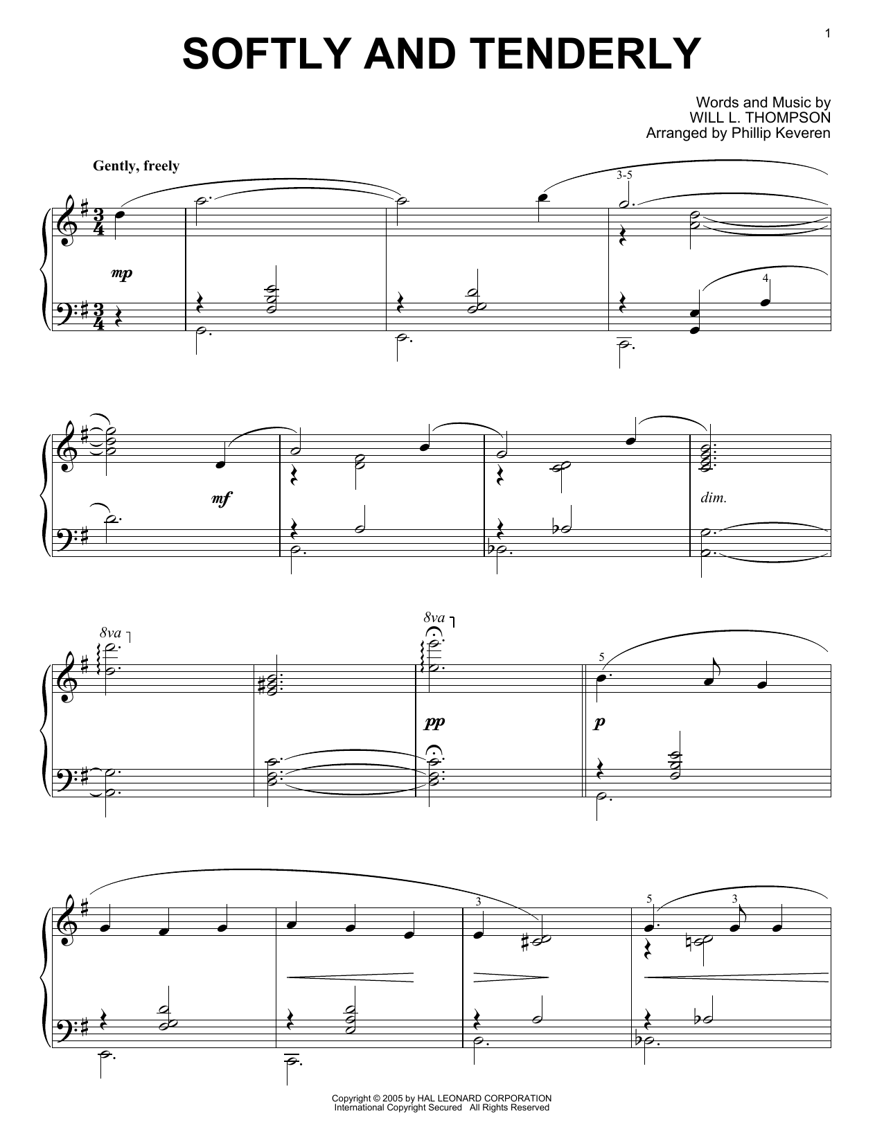 Produktbild zu: Softly And Tenderly [Jazz version] (arr. Phillip Keveren)