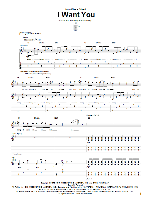 Produktgalerie: Seite 1 von 1 I Want You, KISS, Gitarre