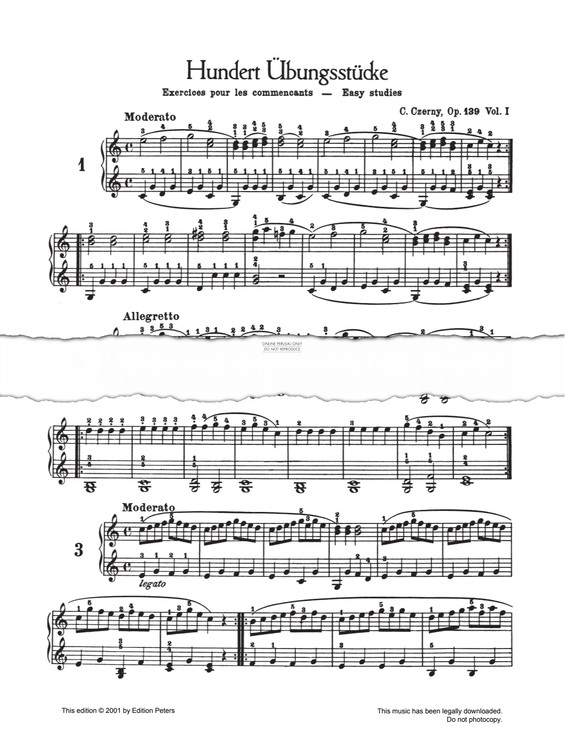Produktgalerie: Seite 1 von 1 Moderato Op. 139 No. 3, Carl Czerny, Klavier