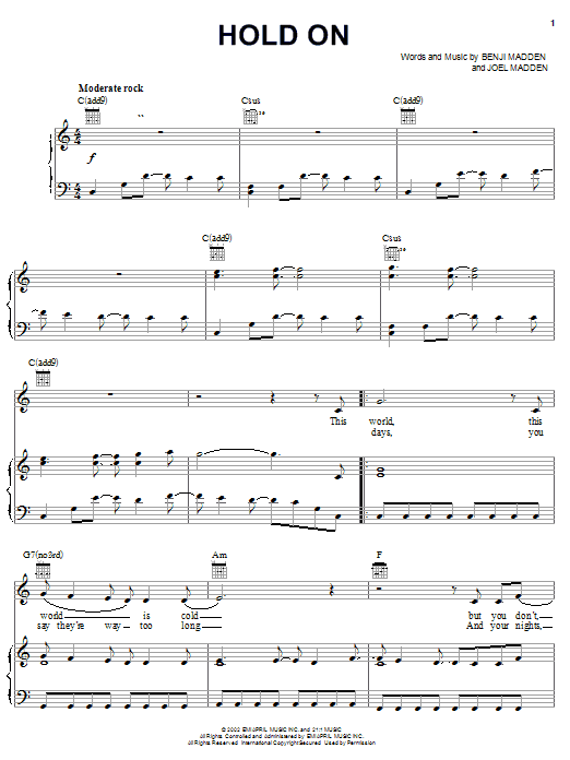Produktgalerie: Seite 1 von 1 Hold On, Good Charlotte, Gesang, Gitarre, Klavier