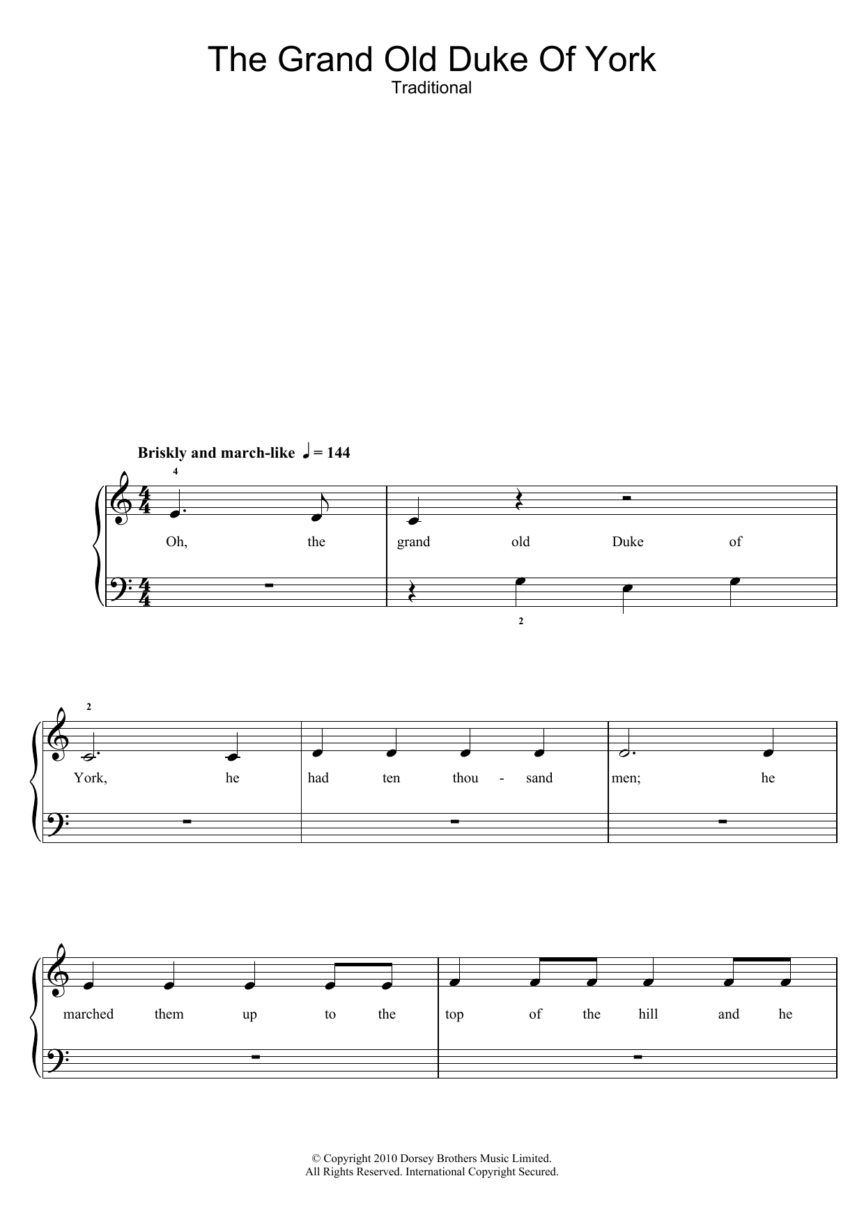 Produktgalerie: Seite 1 von 1 The Grand Old Duke Of York, Traditional Nursery Rhyme, Klavier