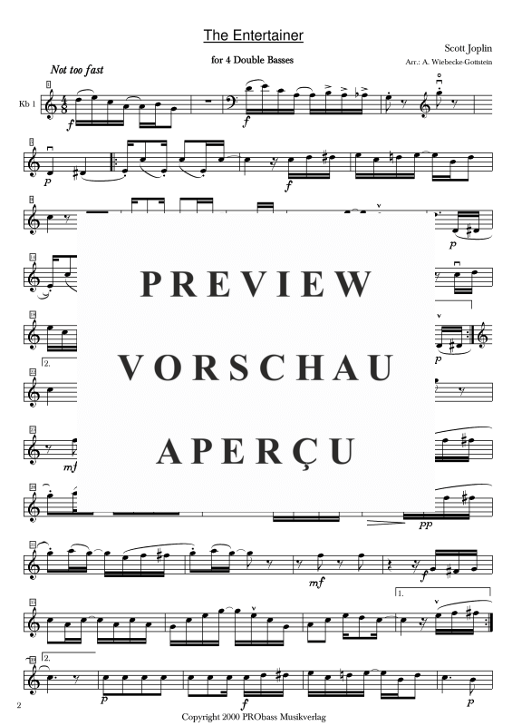 gallery: The Entertainer, , Double Bass Quartet