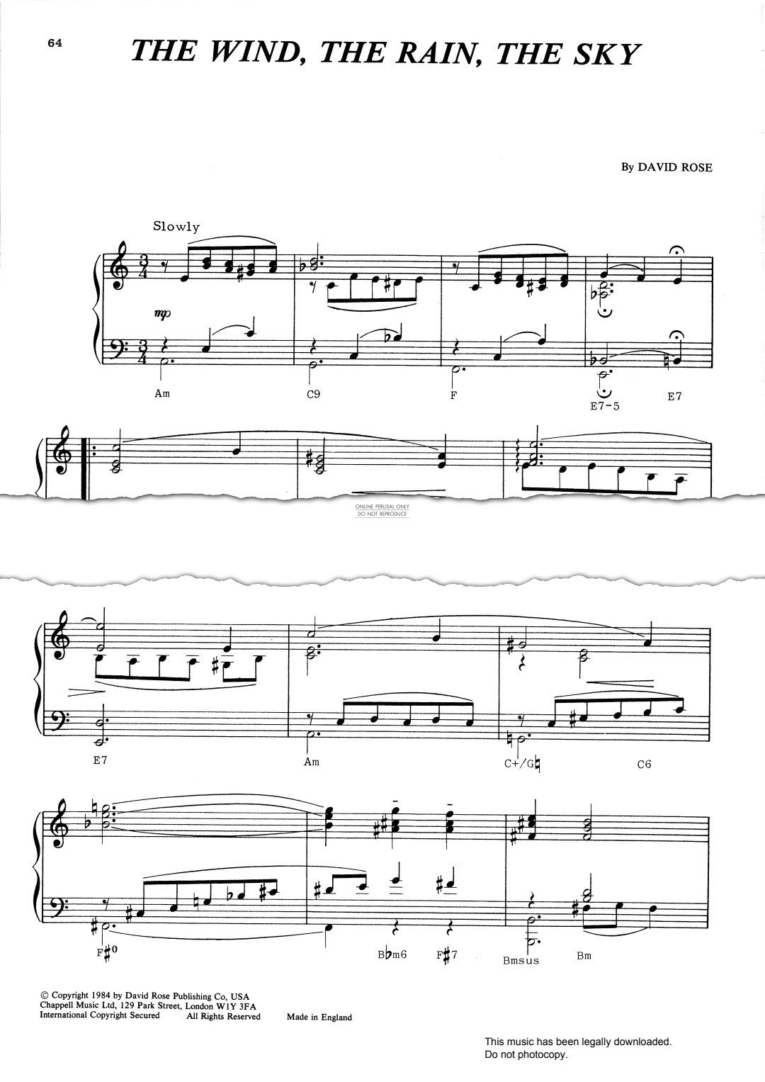 gallery: The Wind, The Rain, The Sky, David Rose, Gitarre, Klavier