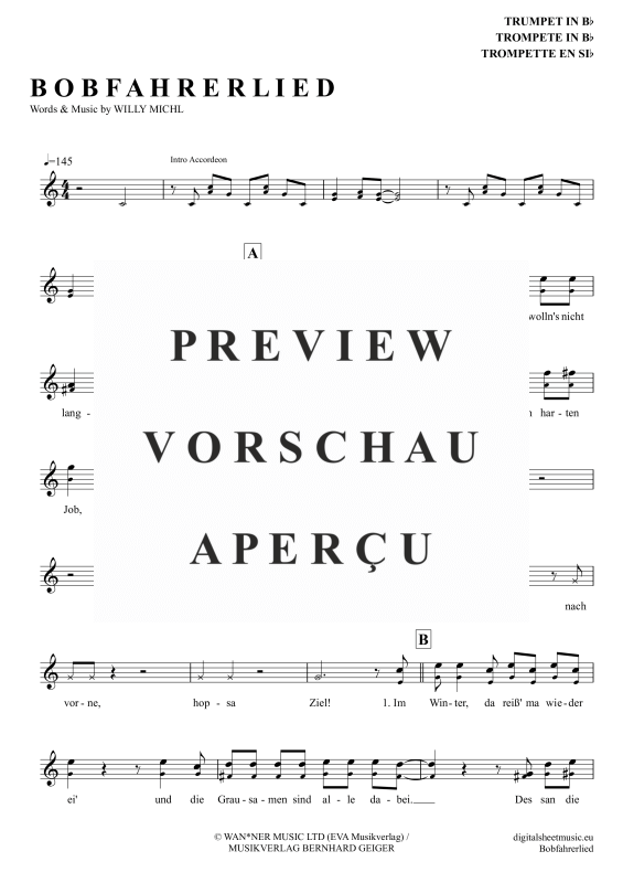 gallery: Bobfahrer-Lied, Buam, Troglauer, Trompete in B