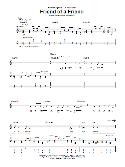 Produktgalerie: Seite 1 von 1 Friend Of A Friend, Foo Fighters, Gitarre