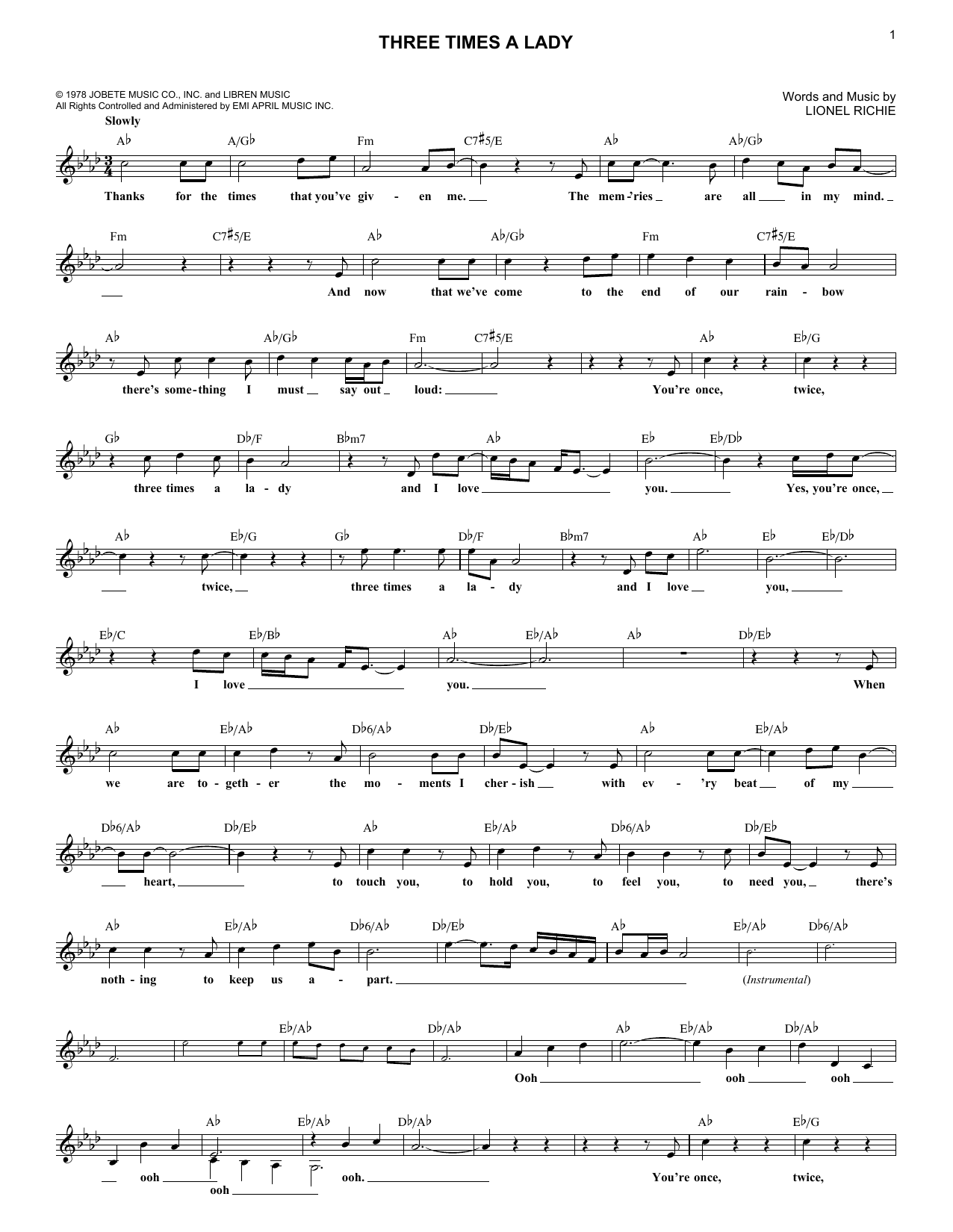 Produktgalerie: Seite 1 von 1 Three Times A Lady, The Commodores, Melodieinstrument