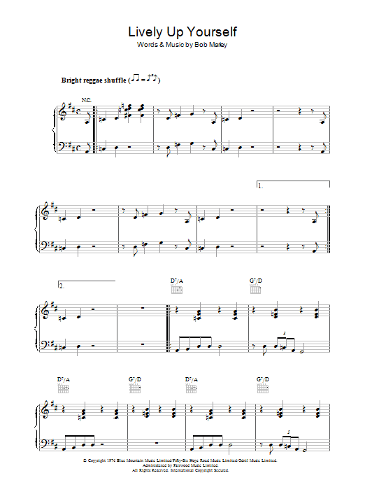 Produktgalerie: Seite 1 von 1 Lively Up Yourself, Bob Marley, Gesang, Gitarre, Klavier