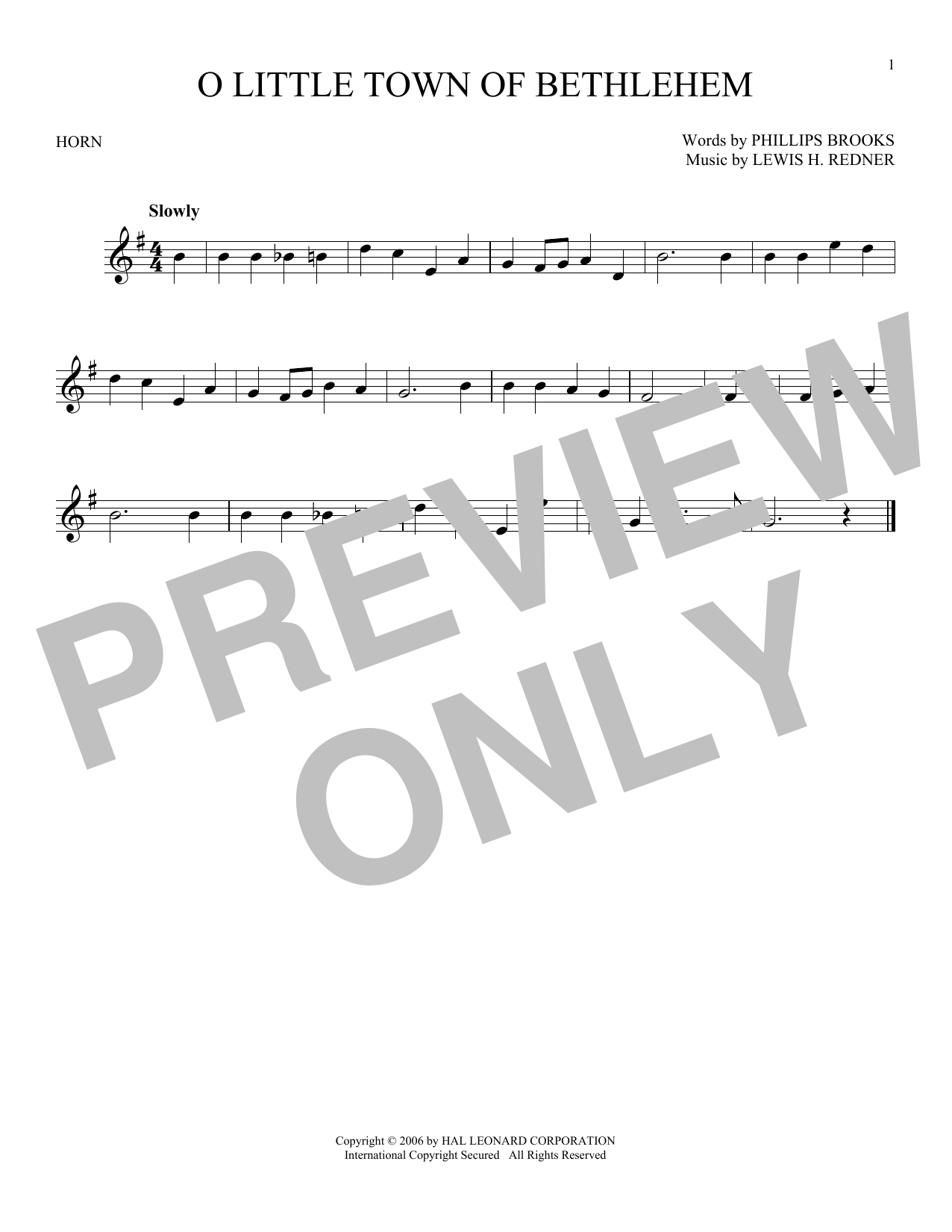 Produktgalerie: Seite 1 von 1 O Little Town Of Bethlehem, Phillips Brooks, Horn