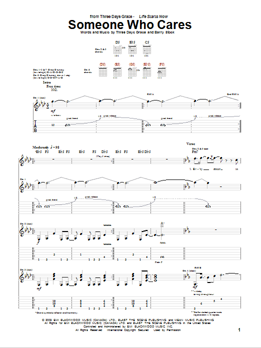 Produktgalerie: Seite 1 von 1 Someone Who Cares, Three Days Grace, Gitarre