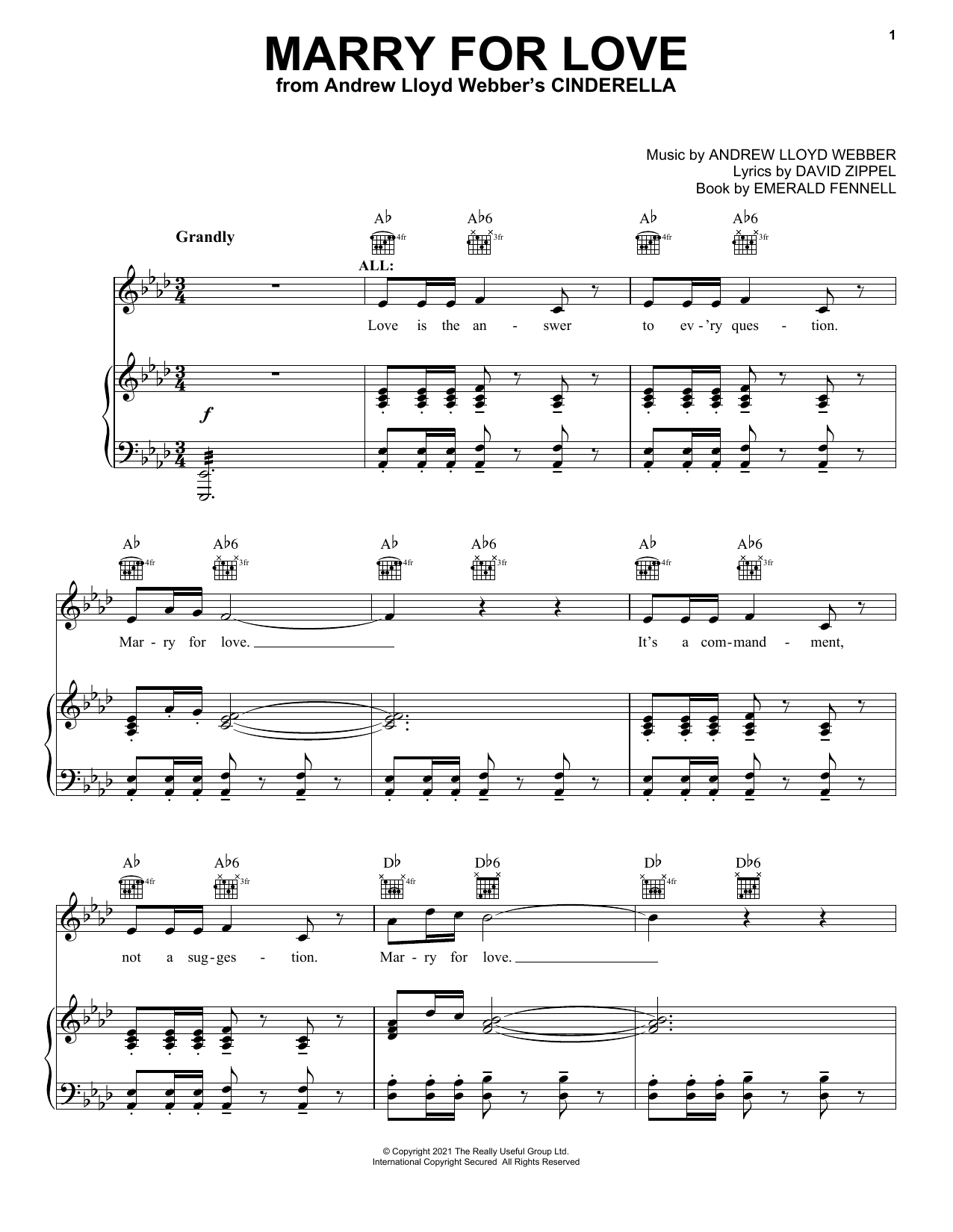 Product picture to: Marry For Love (from Andrew Lloyd Webber's Cinderella)