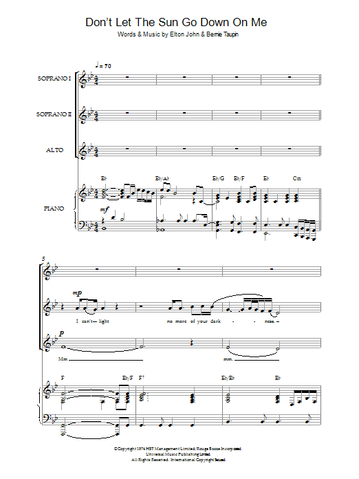Product gallery: Page 1 of 1 Don't Let The Sun Go Down On Me (arr. Christopher Hussey), Elton John