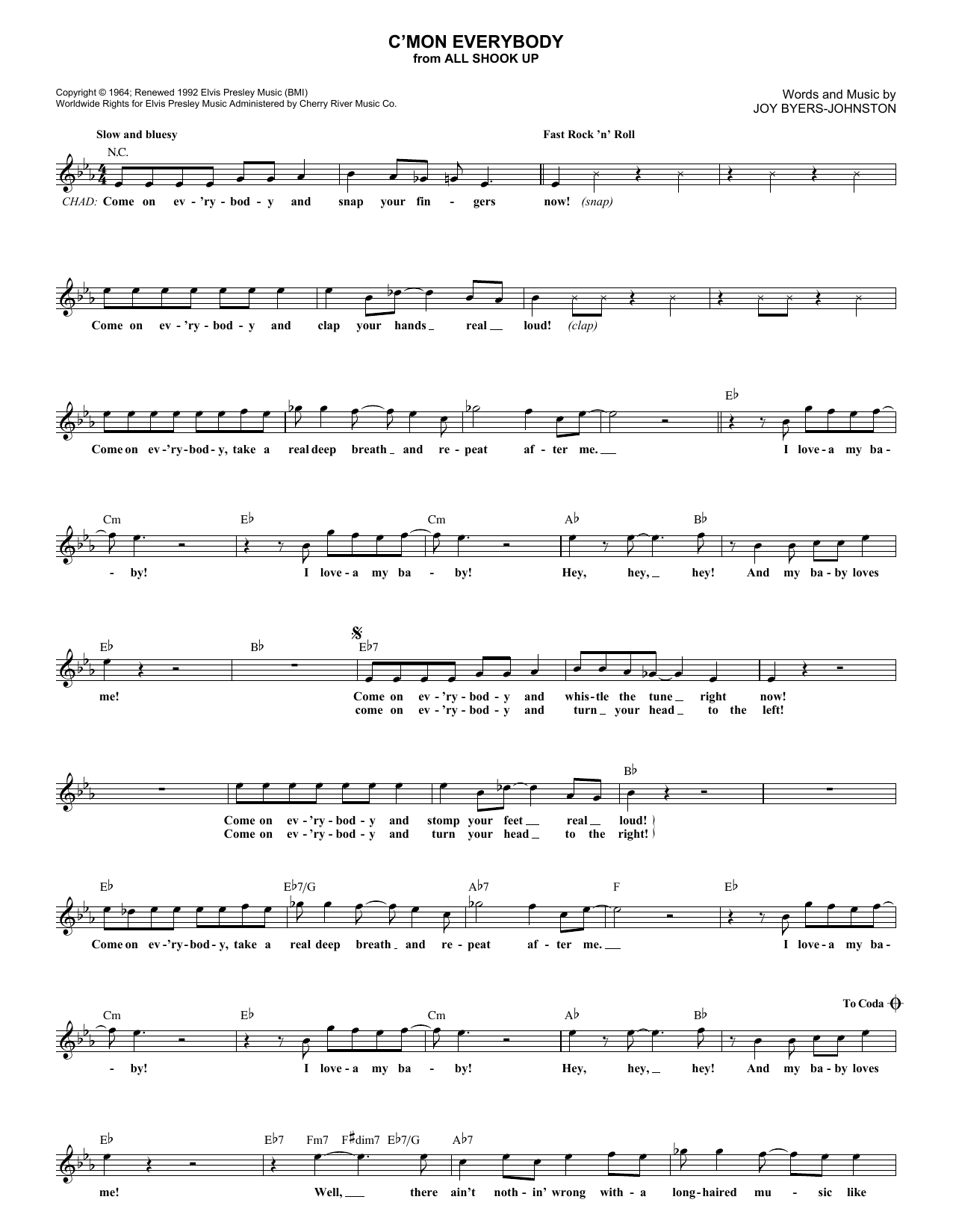 Produktgalerie: Seite 1 von 1 C'mon Everybody, Elvis Presley, Melodieinstrument