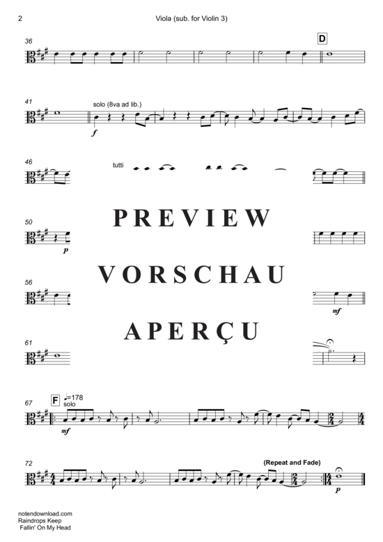 Produktgalerie: Seite 18 von 18 Raindrops Keep Fallin´ On My Head , Thomas, B. J., (Streicher Quintett/Ensemble)