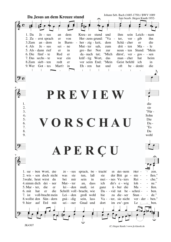 Produktgalerie: Seite 1 von 1 Da Jesus an dem Kreuze stund / BWV 1089, , Gemischter Chor