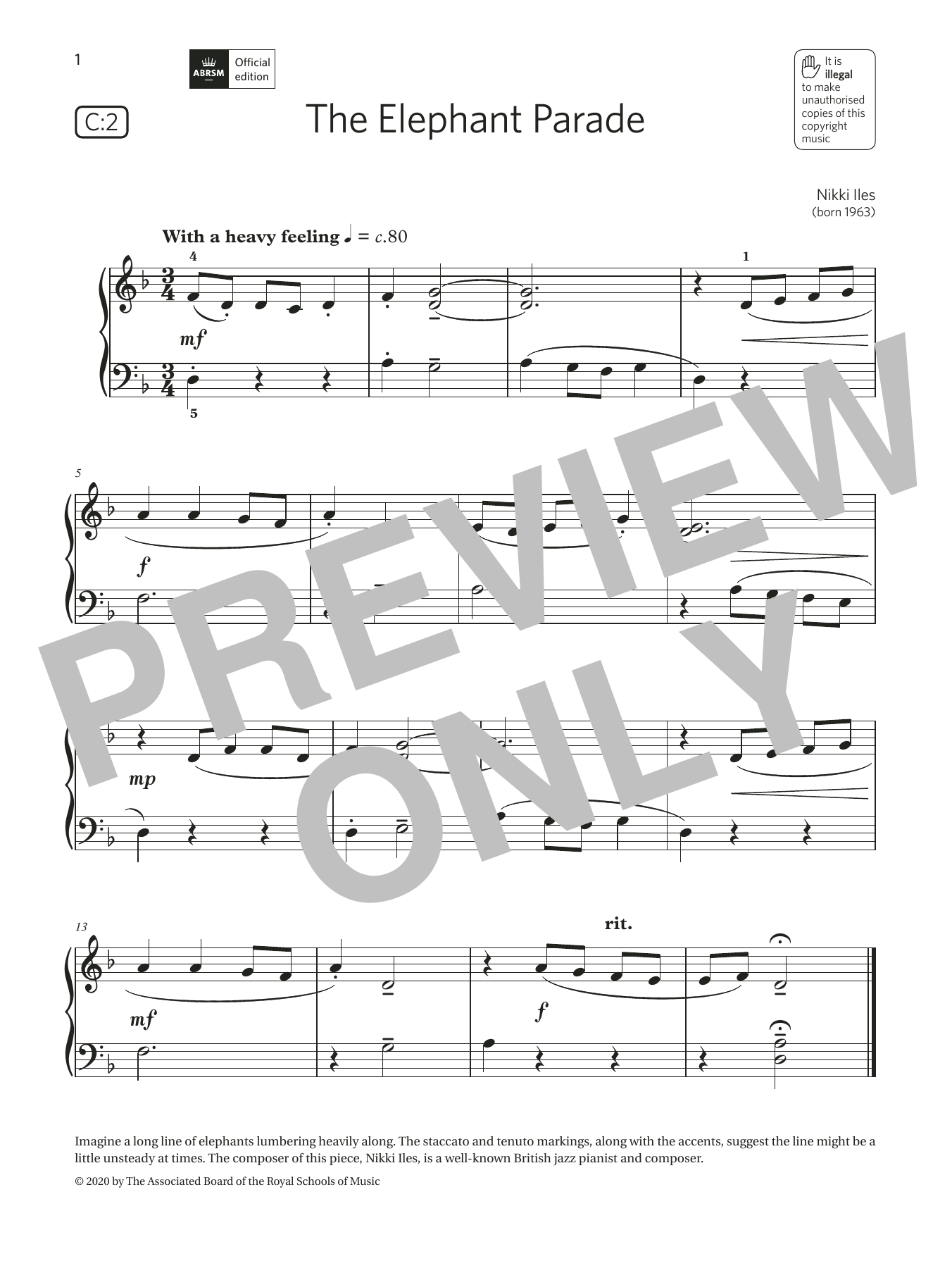 Product picture to: The Elephant Parade (Grade Initial, list C2, from the ABRSM Piano Syllabus 2021 & 2022)