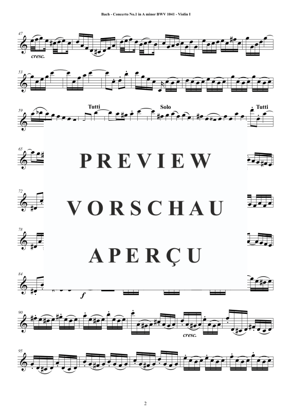 Product gallery: Page 3 of 11 Concerto No. 1 in A minor BWV 1041, , String Quartet