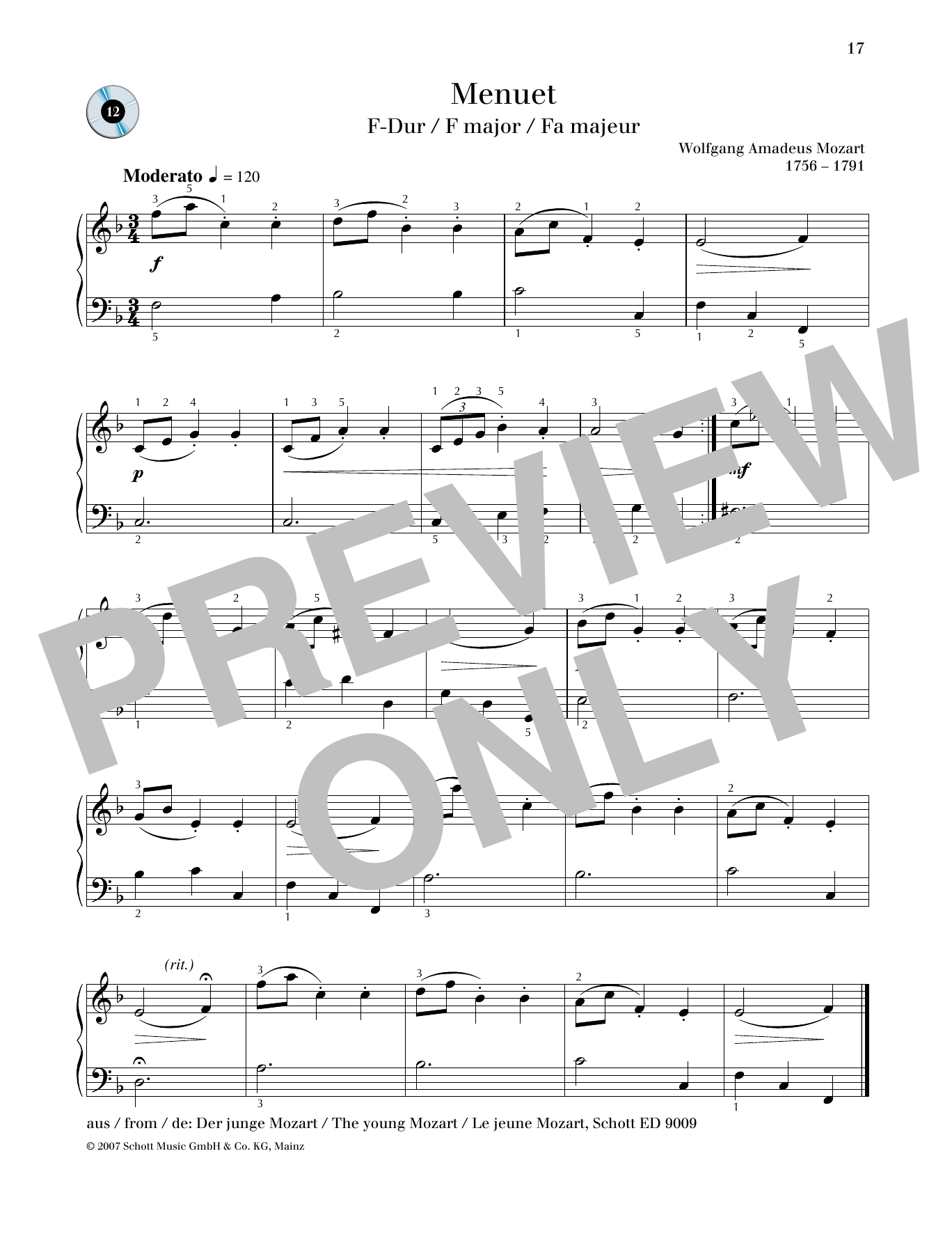Product gallery: Page 1 of 1 Minuet F major, Wolfgang Amadeus Mozart