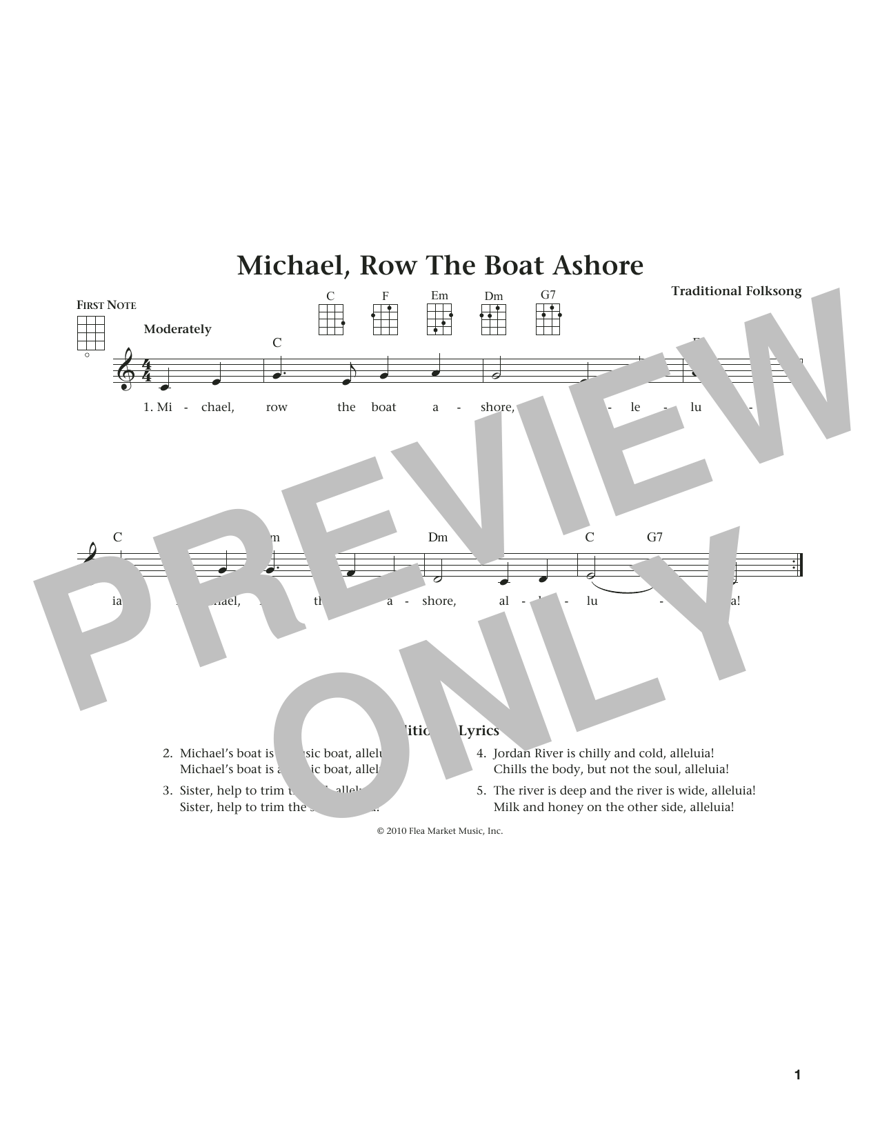 Product gallery: Page 1 of 1 Michael Row The Boat Ashore (from The Daily Ukulele) (arr. Liz and Jim Beloff), Traditional Folksong