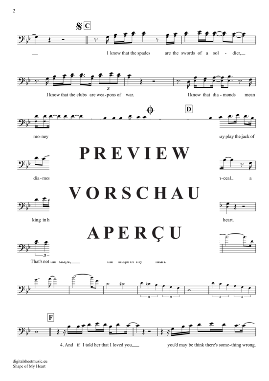 Produktgalerie: Seite 3 von 4 Shape Of My Heart , Sting, (Violon-Cello)