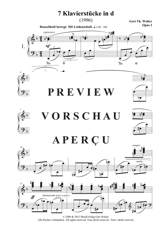 Produktgalerie: Seite 2 von 21 7 Klavierstücke in d , , Klavier Solo