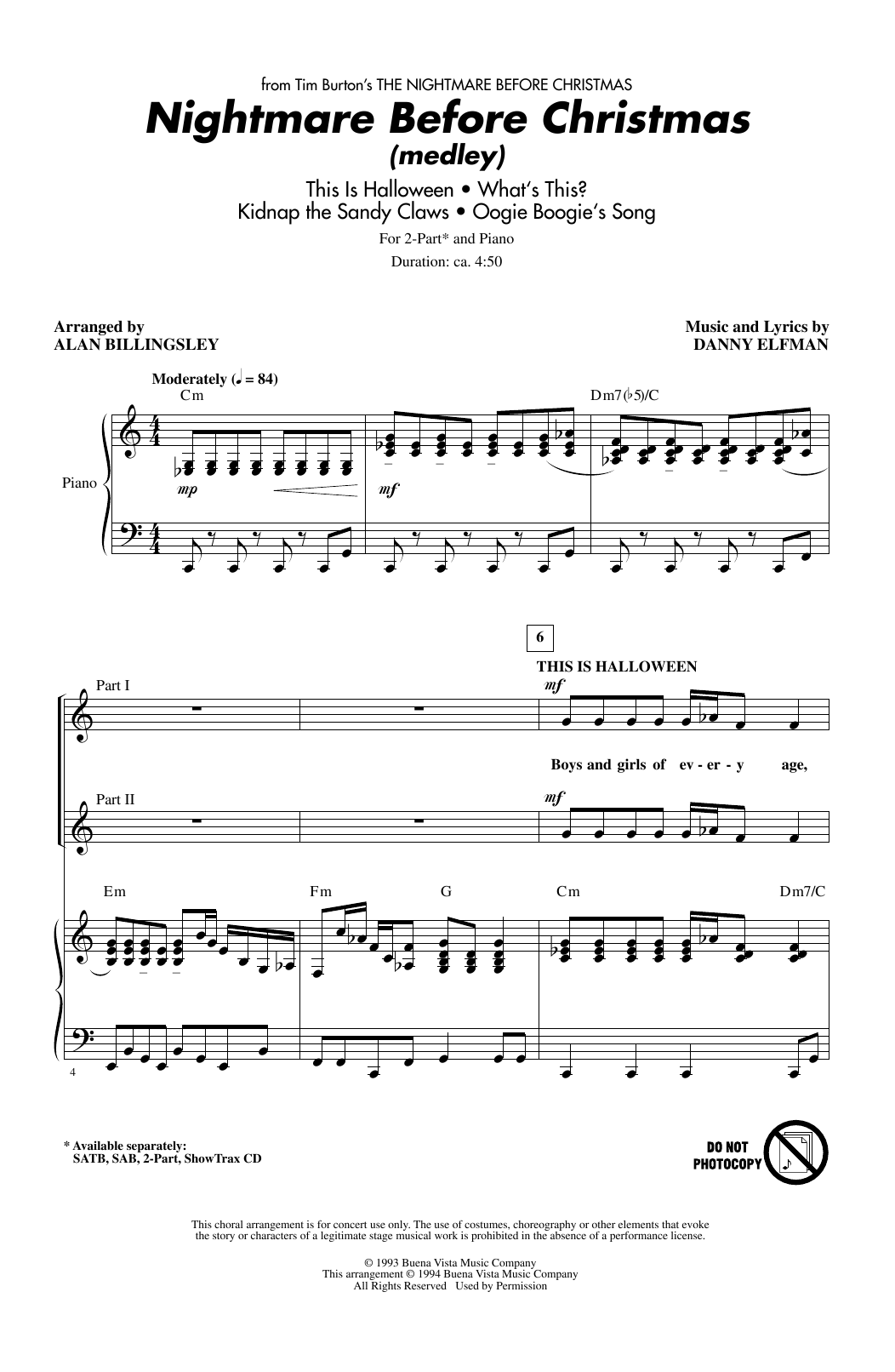 Product picture to: Nightmare Before Christmas (Medley) (arr. Alan Billingsley)
