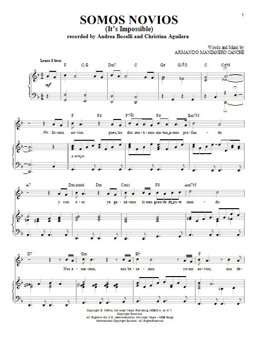 Produktbild zu: Somos Novios (duet with Christina Aguilera)